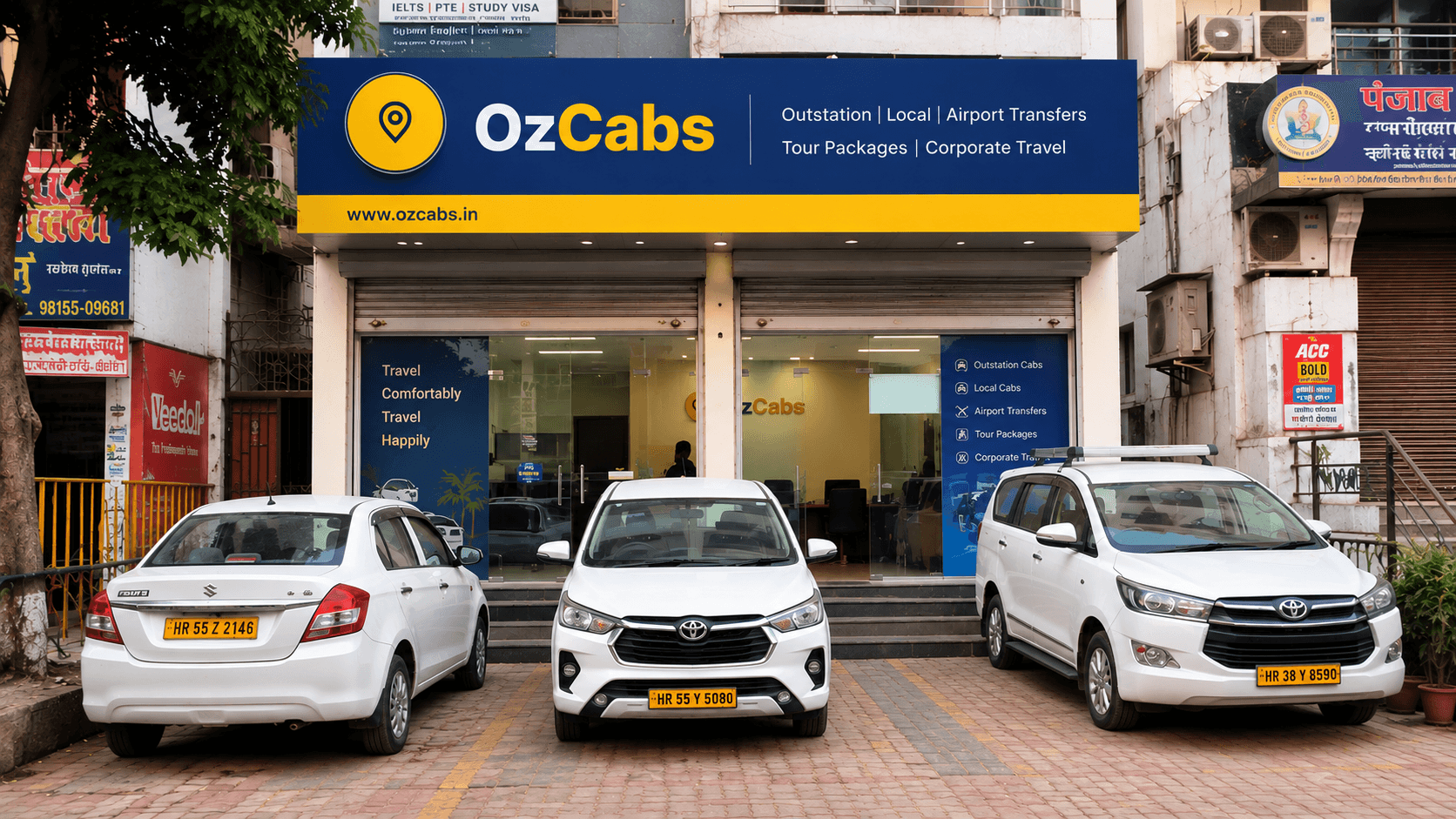 OzCabs office and fleet at the Yamuna Nagar location